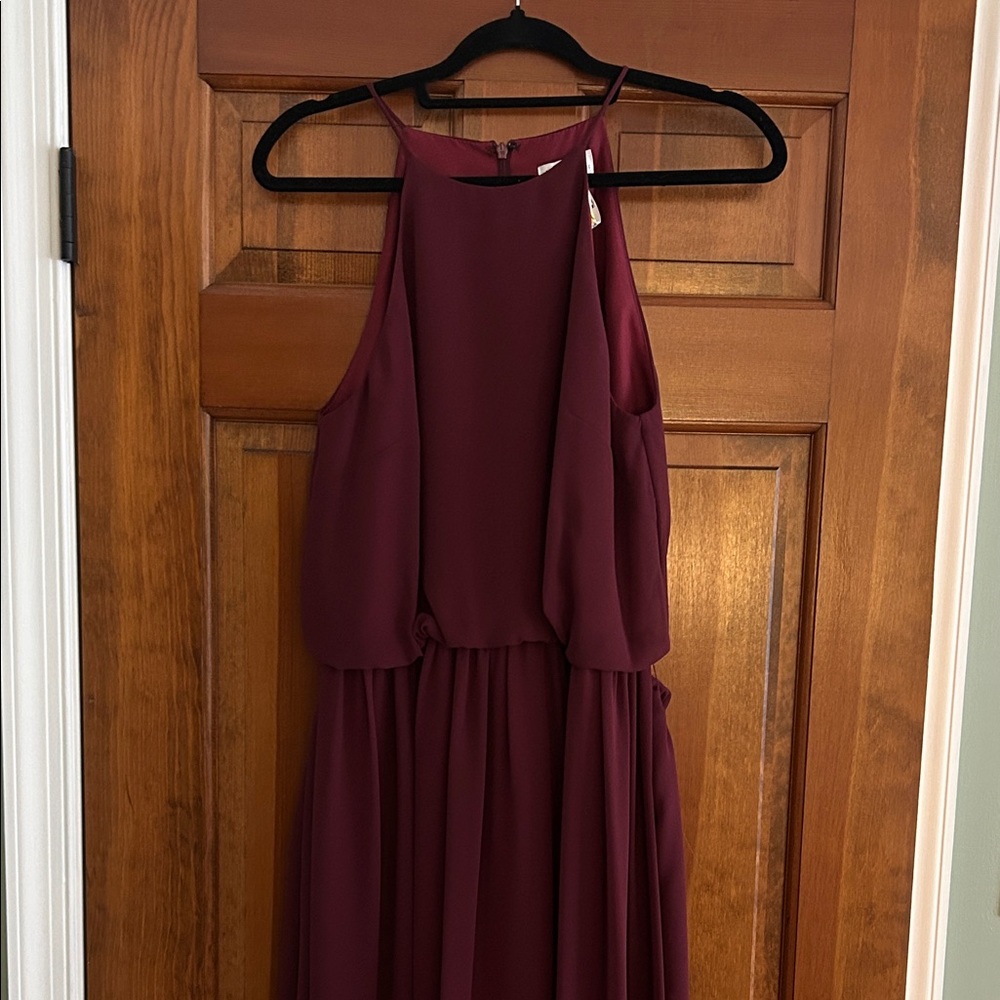 Bill Levkoff Wine Backless Dress
